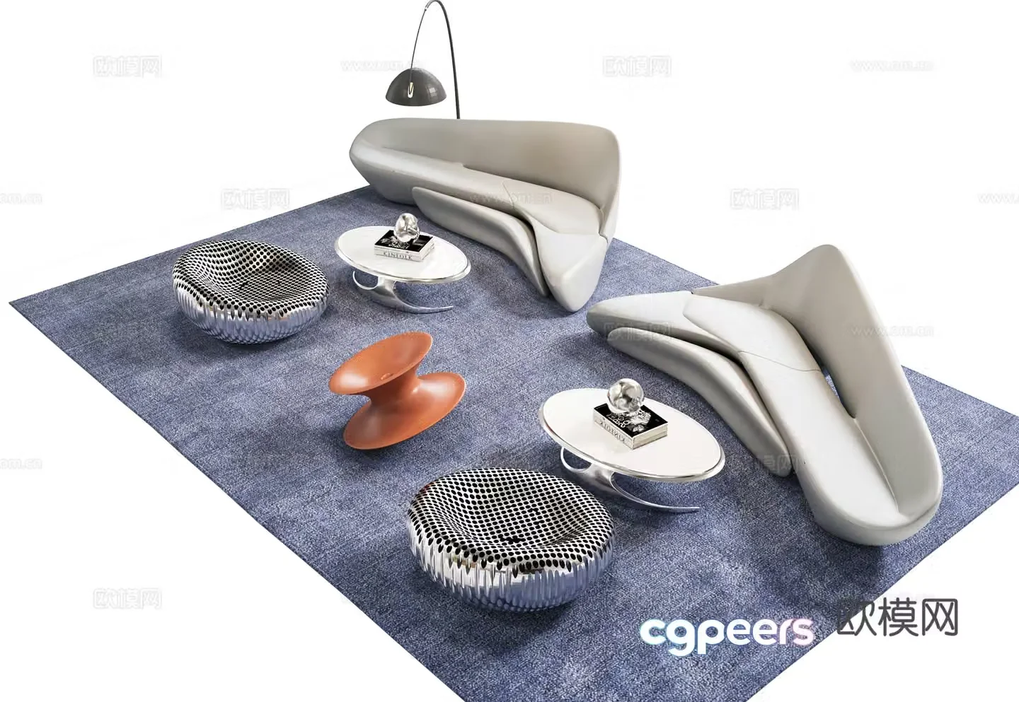 Modern curved sofa combination office sofa special-shaped sofa arc curved office sofa rest 3D model