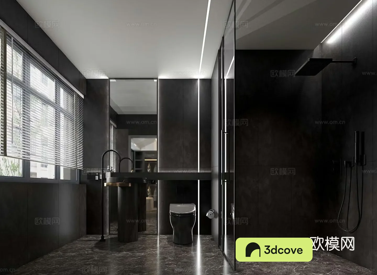 Dark wind bathroom