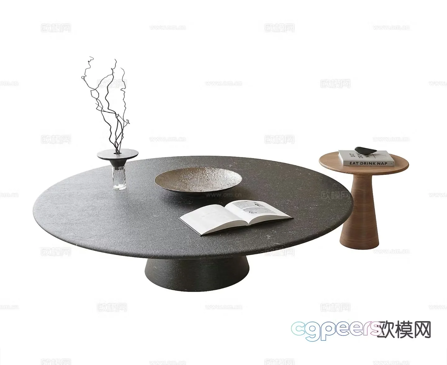Wabi-sabi coffee table letter coffee table 3d model