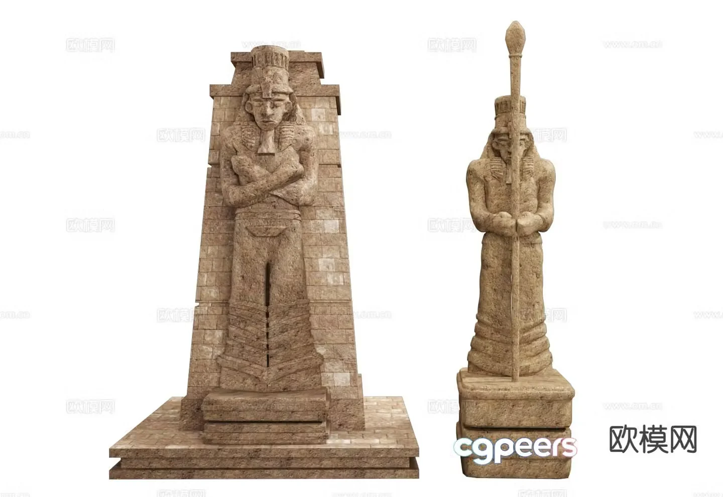 pharaoh statue ancient egyptian sculpture landscape sculpture 3d model