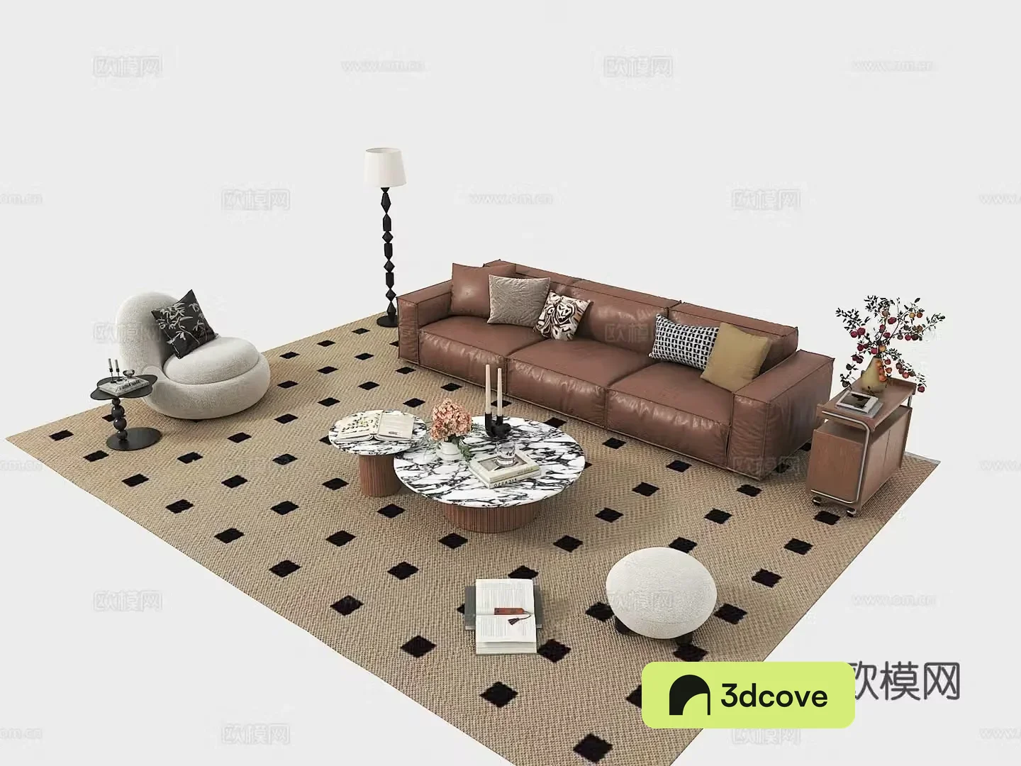 Middle style combination sofa 3D model