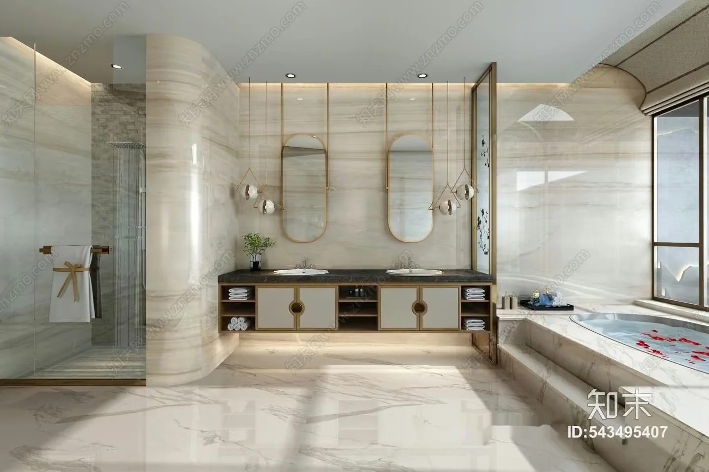 A Luxurious Bathroom With A Modern Design 3D Model – 5012 – VRAY Render