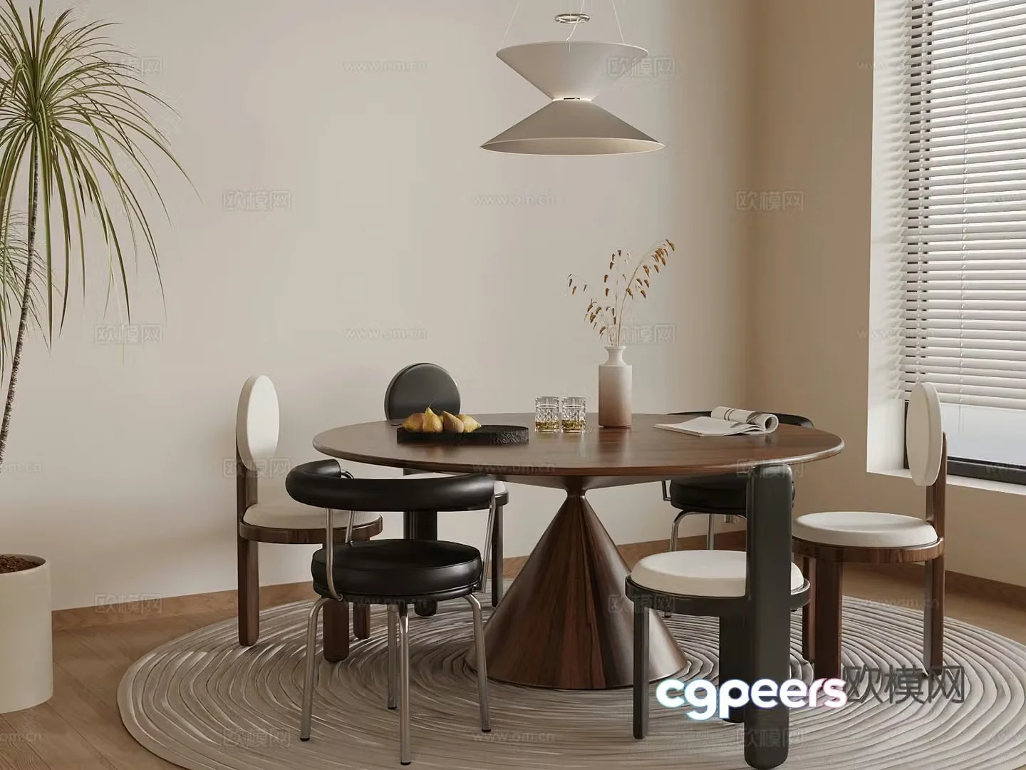 Dining table medieval dining table and chair chandelier 3d model