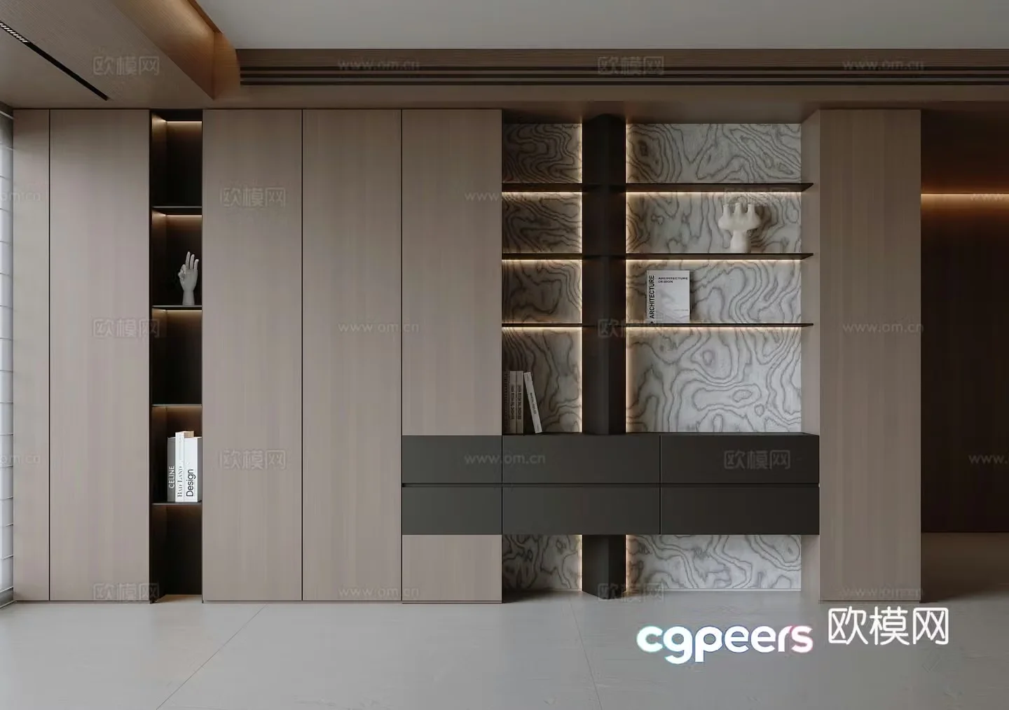 Modern Italian bookcase 3d model