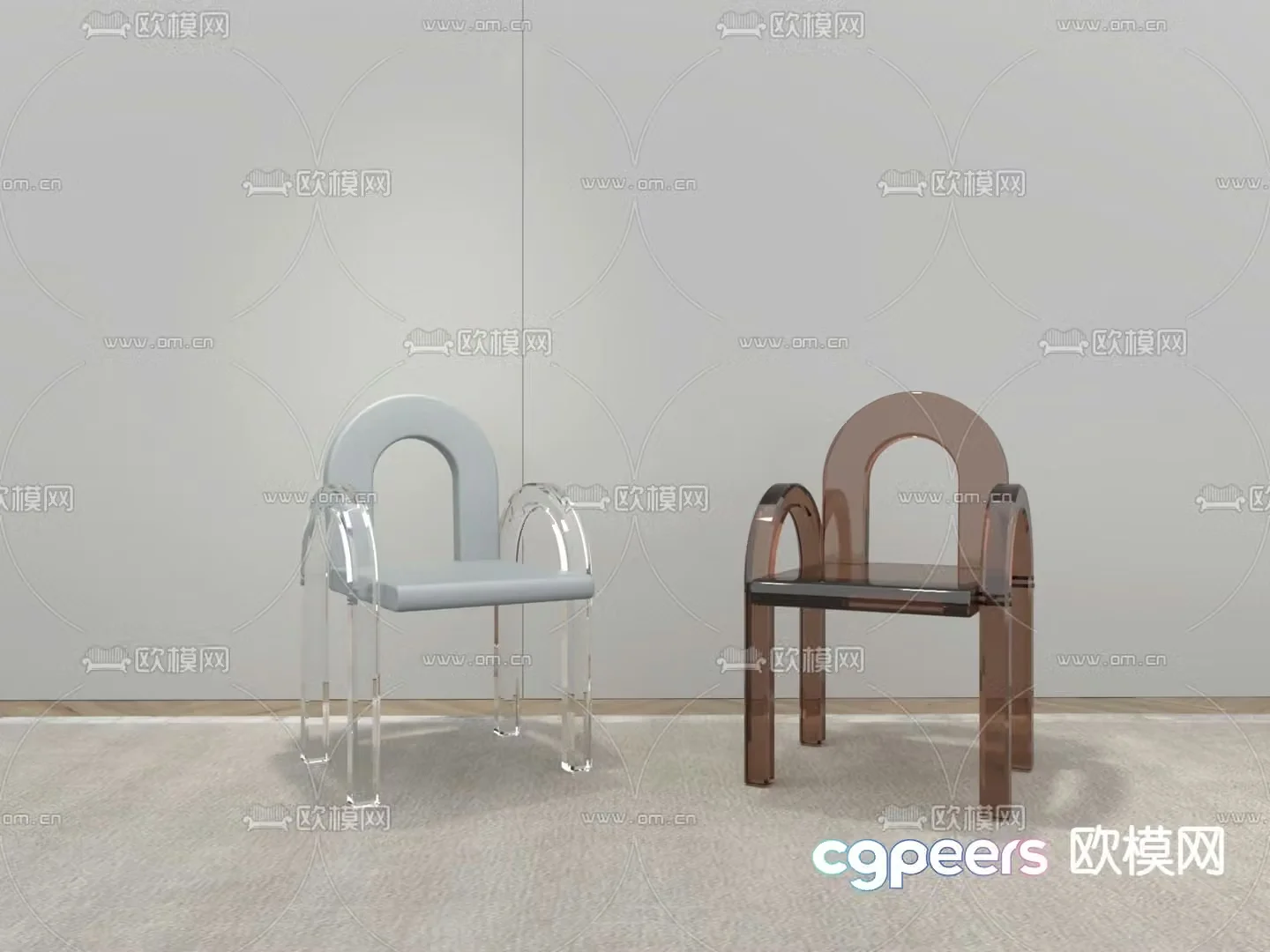 Transparent chair dining chair 3d model