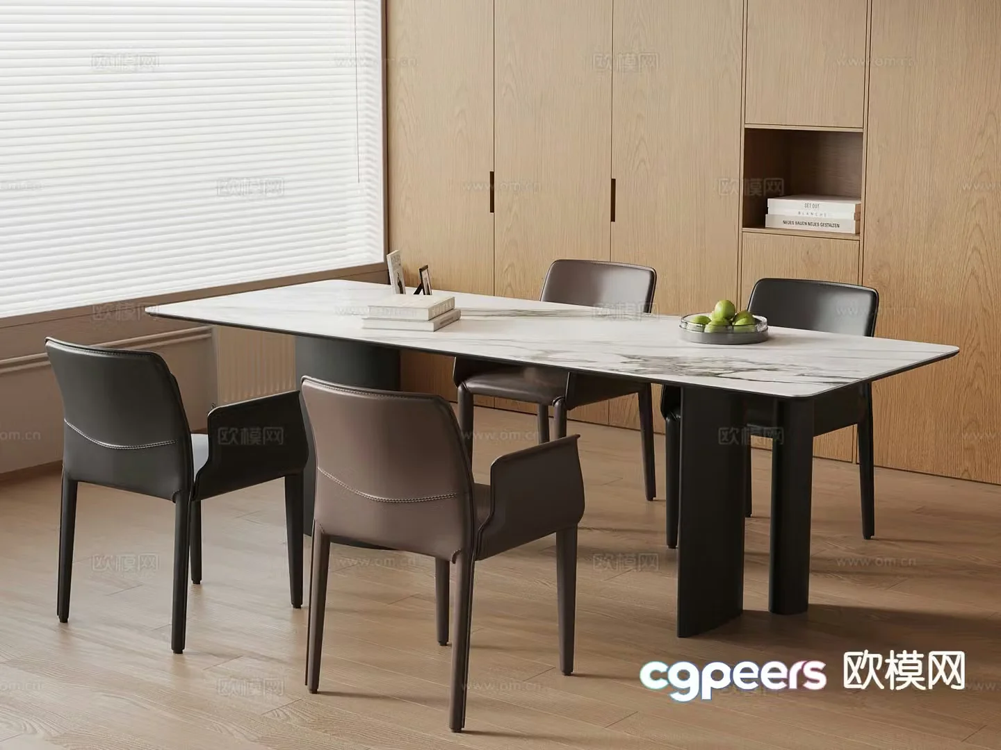 Modern dining table and chairs 3d model
