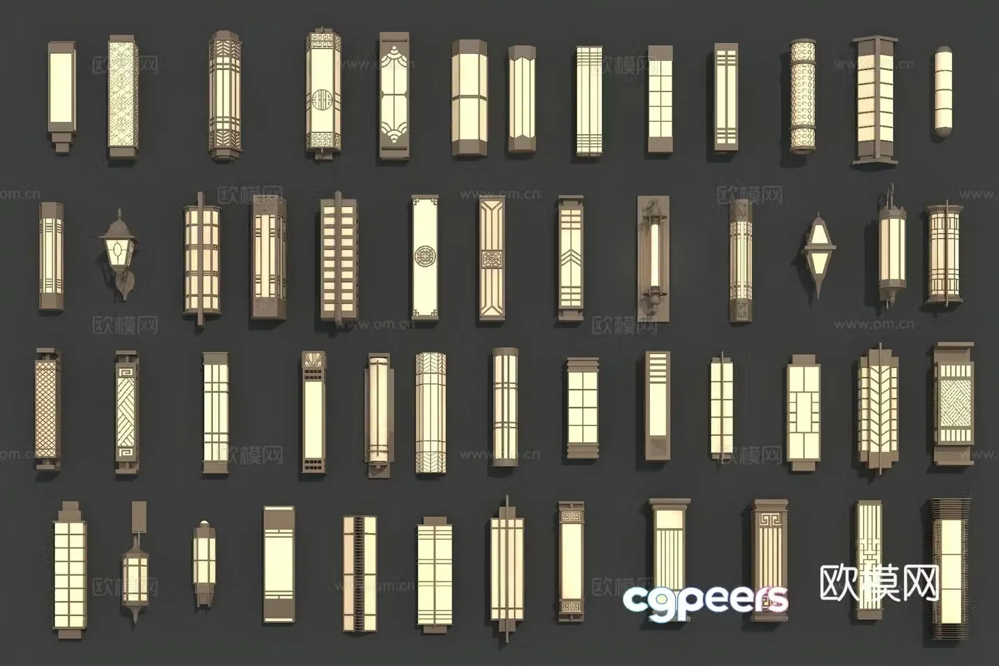 Chinese style lamp wall lamp column lamp 3d model