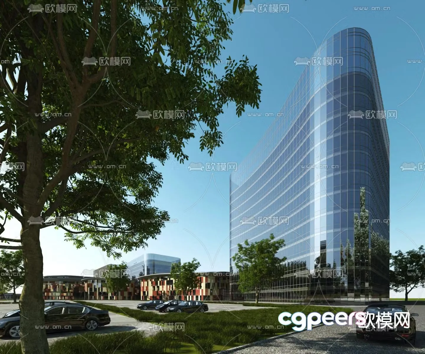 Modern office building exterior 3d model