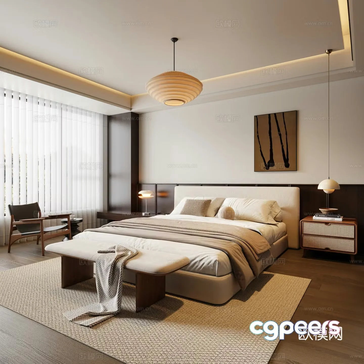 Modern medieval bedroom 3d model