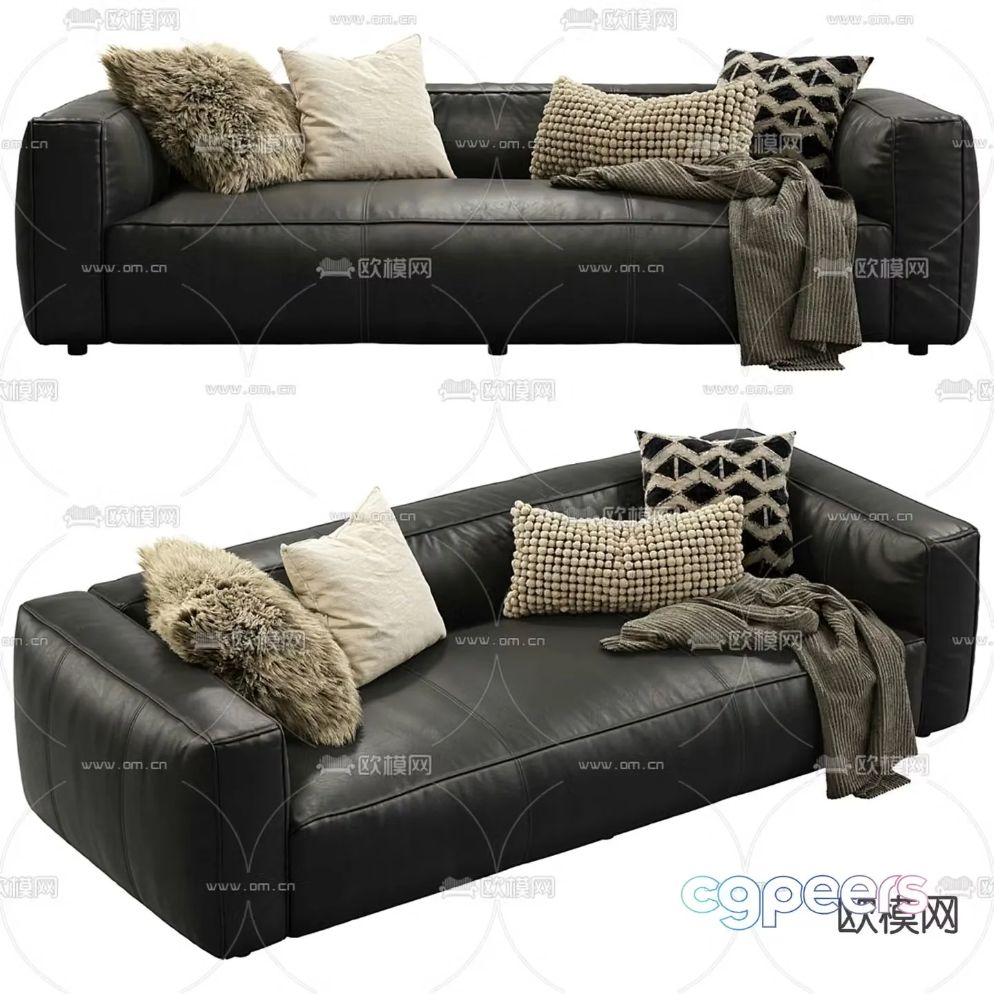 Joybird loveseat leather sofa 3d model