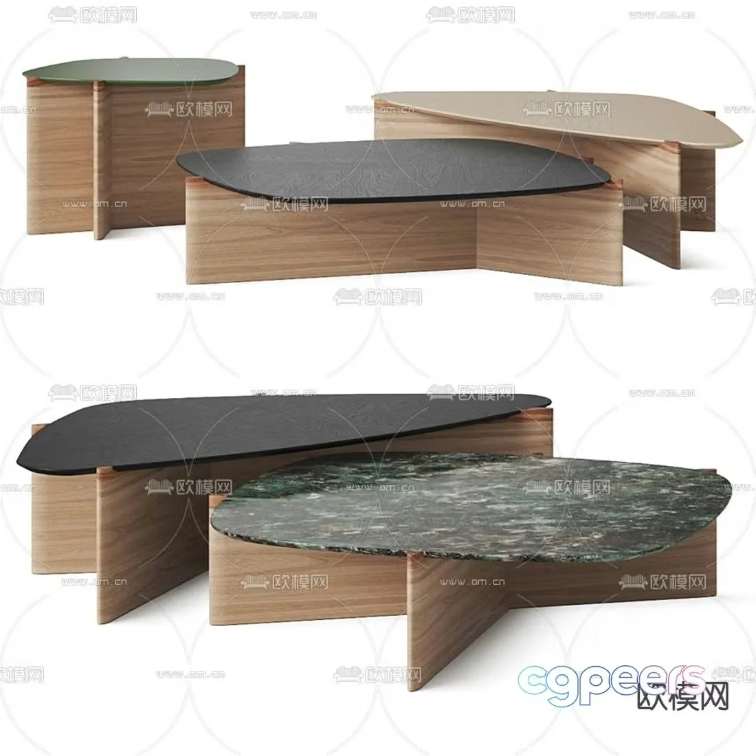 Giorgetti modern solid wood coffee table 3d model