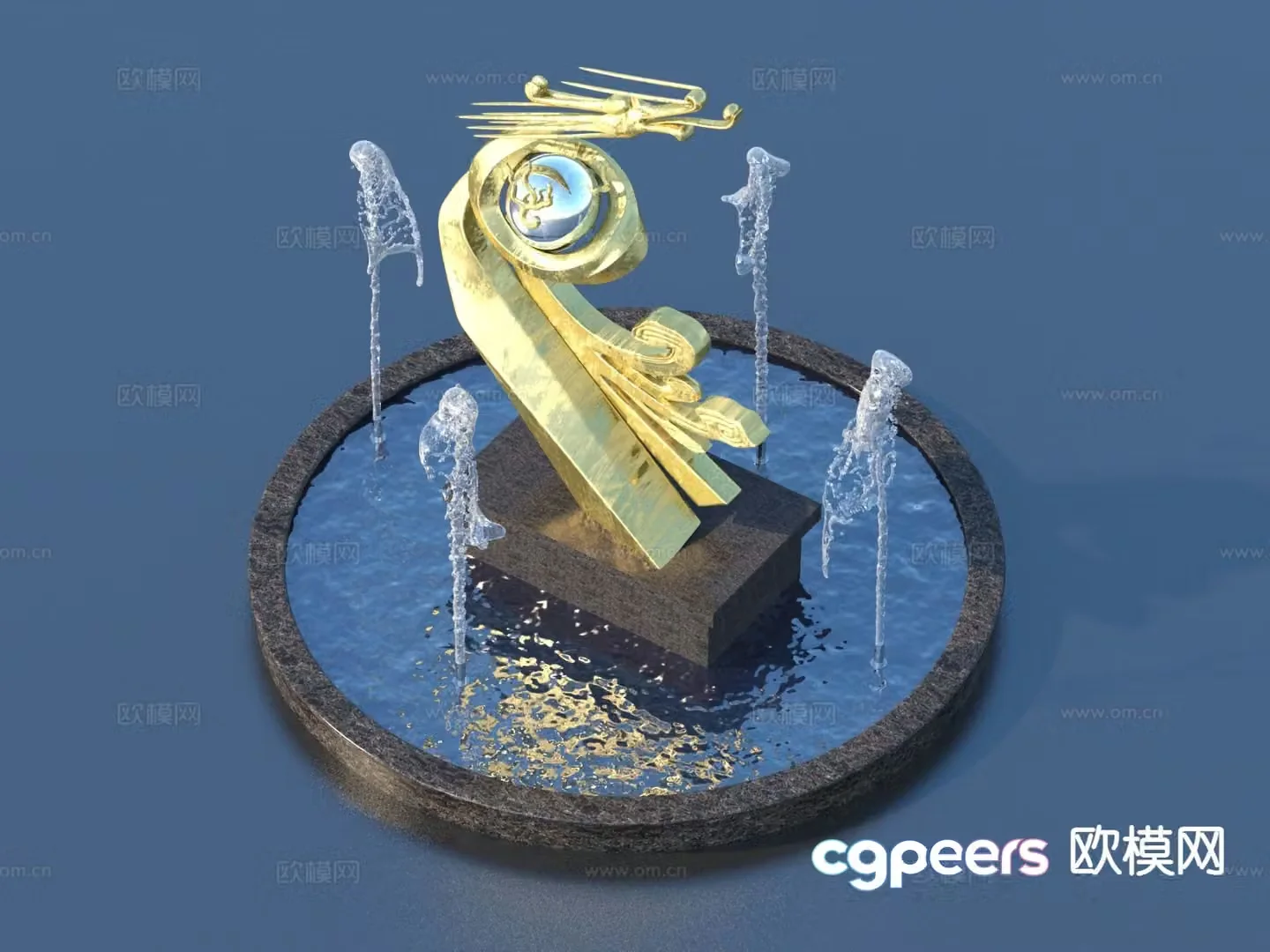 Urban Sculpture Waterscape Sketch Landscape Sculpture 3D Model