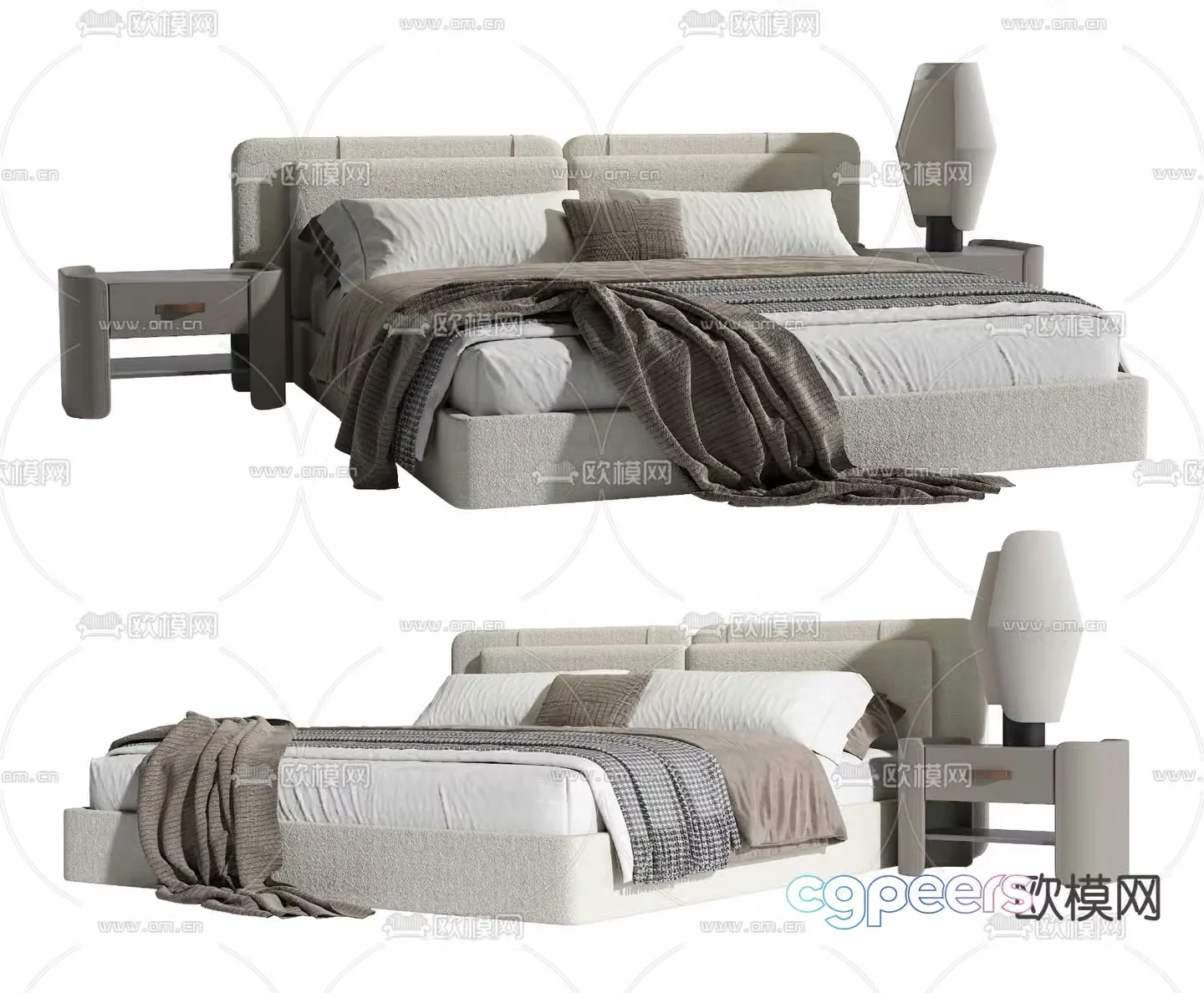 Modern double bed 3d model