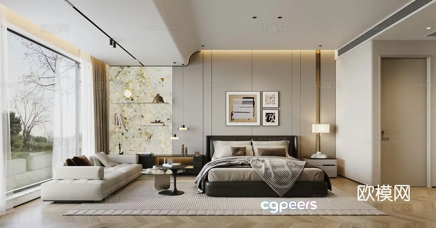 Modern bedroom master bedroom 3d model