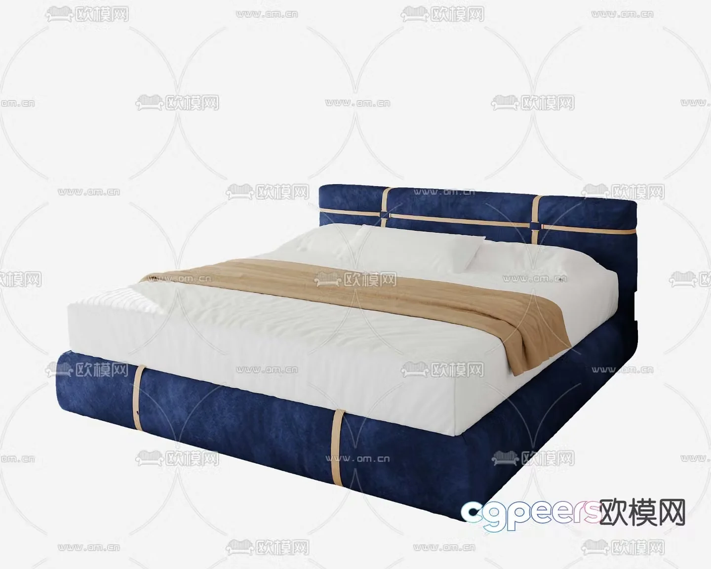 Modern double bed 3d model