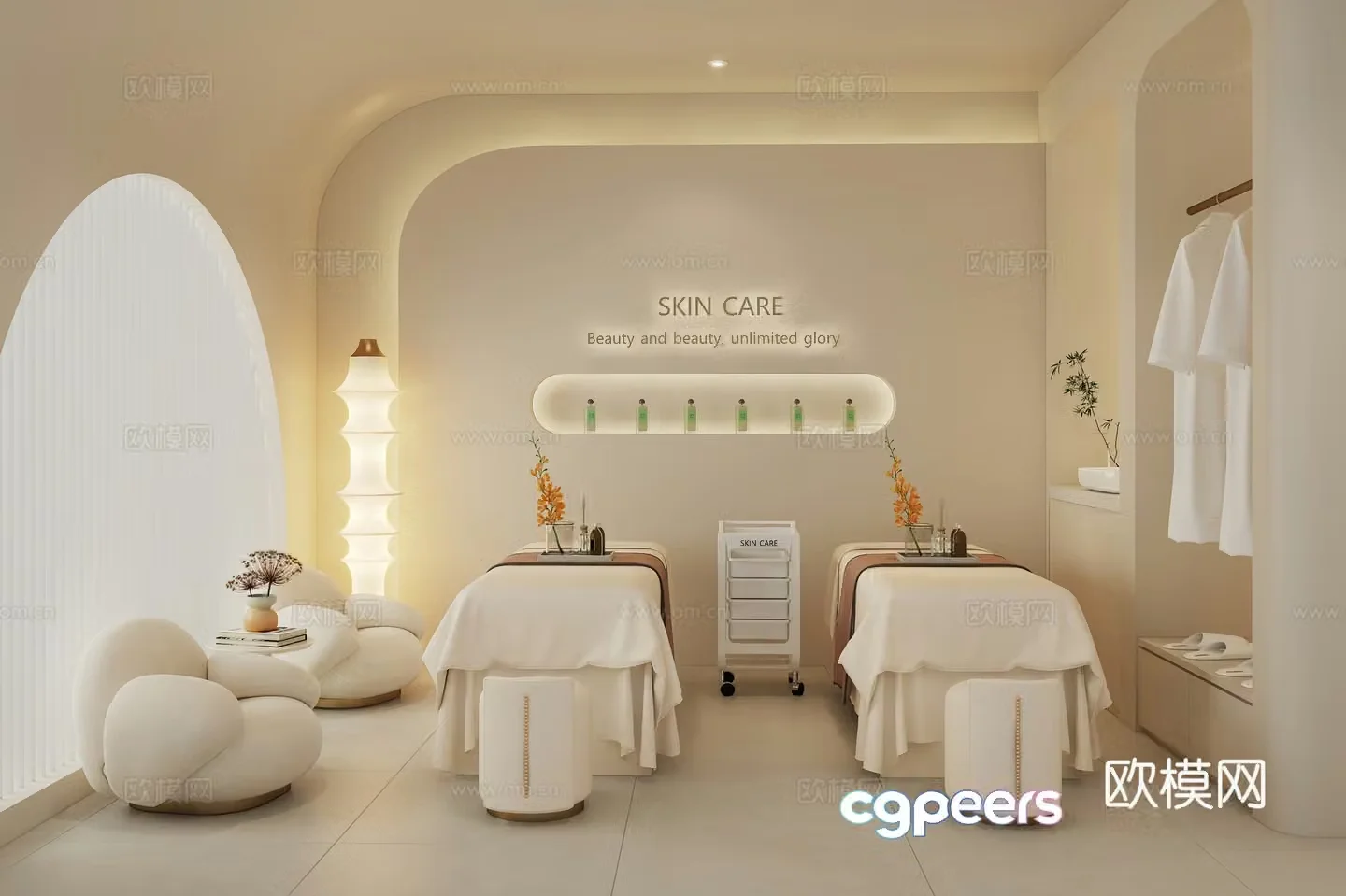 Modern beauty salon Beauty private room Beauty spa Beauty bed Beauty double room 3D model