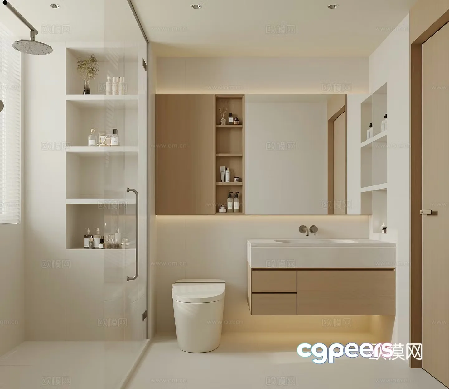 Log bathroom cream bathroom 3d model