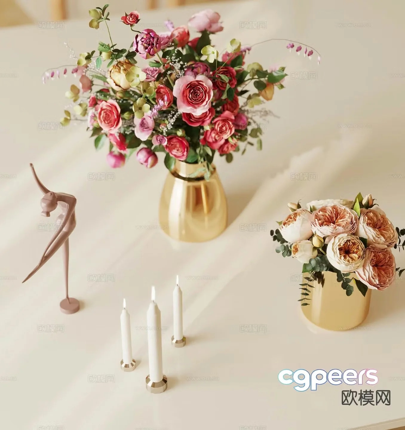 modern vase floral arrangement flower arrangement flowers 3d model
