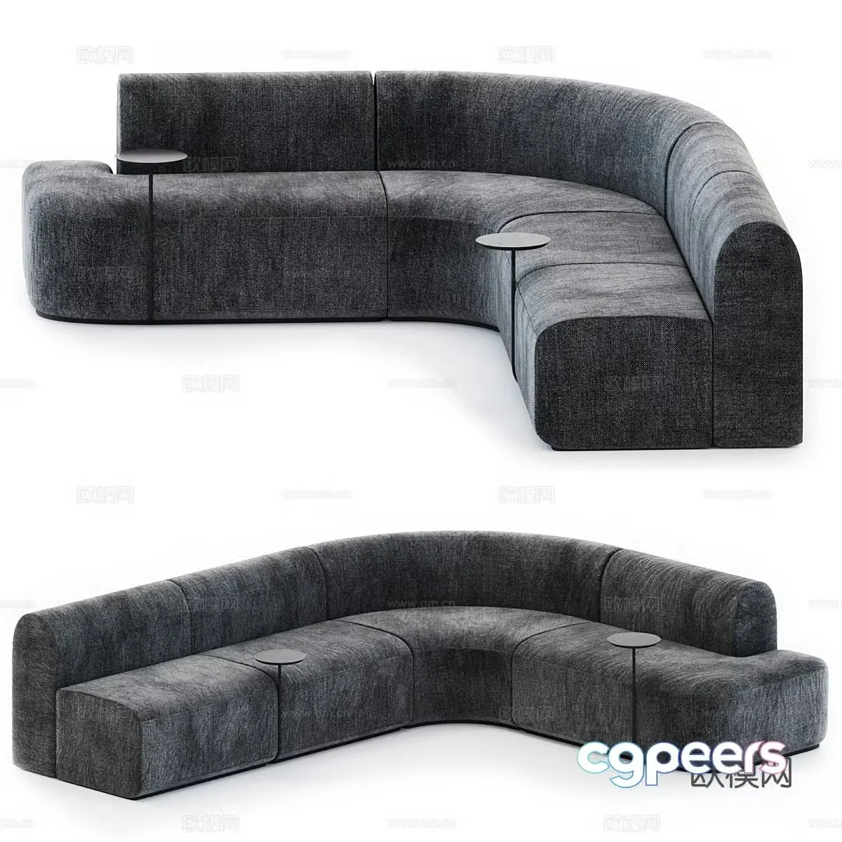 Card seat sofa curved sofa 3d model