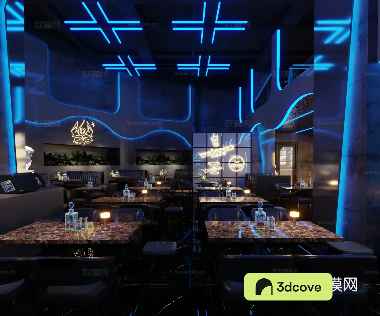 Modern bar nightclub disco