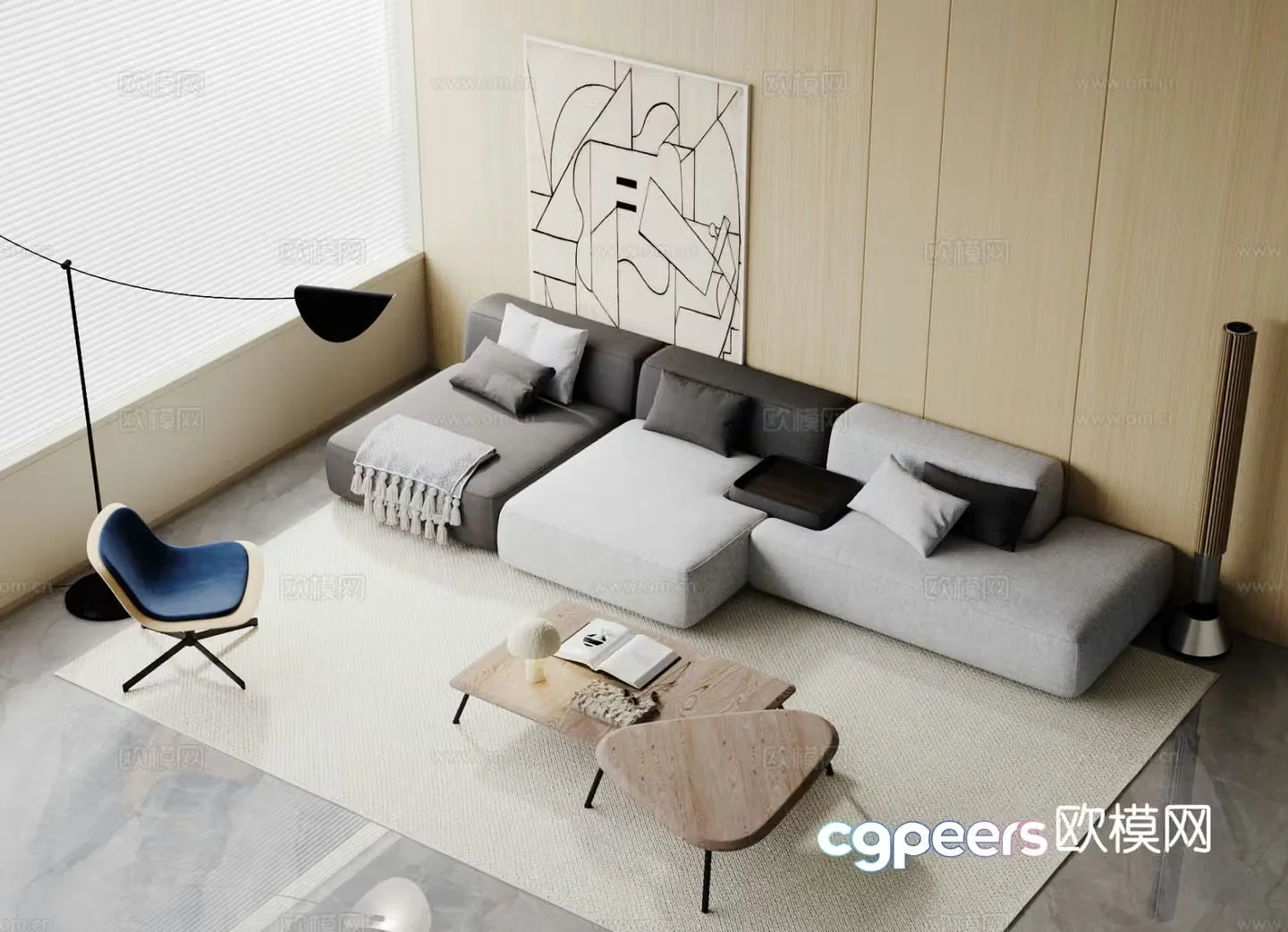 Modern sectional sofa 3d model