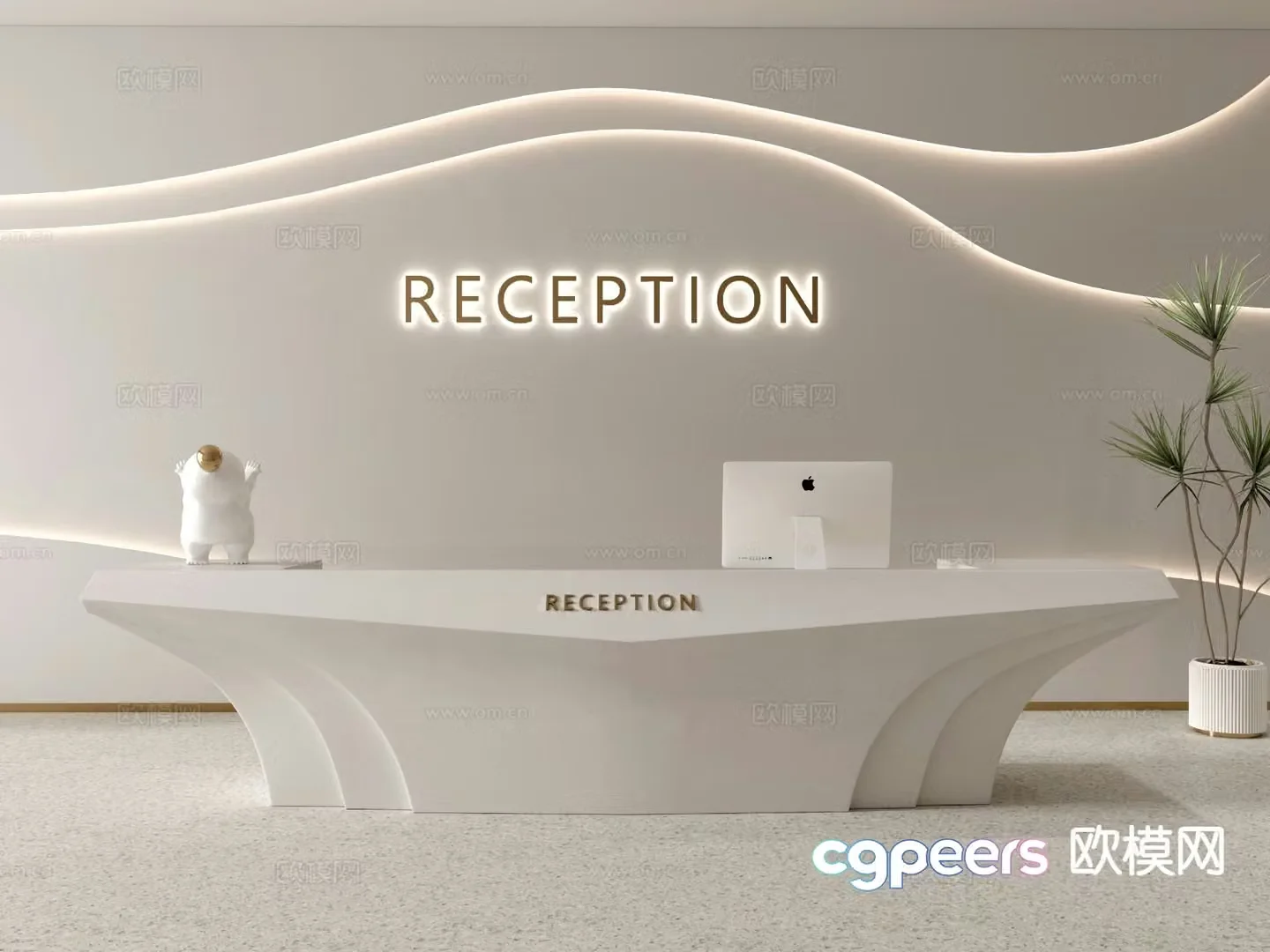 Modern front desk reception desk information desk 3d model