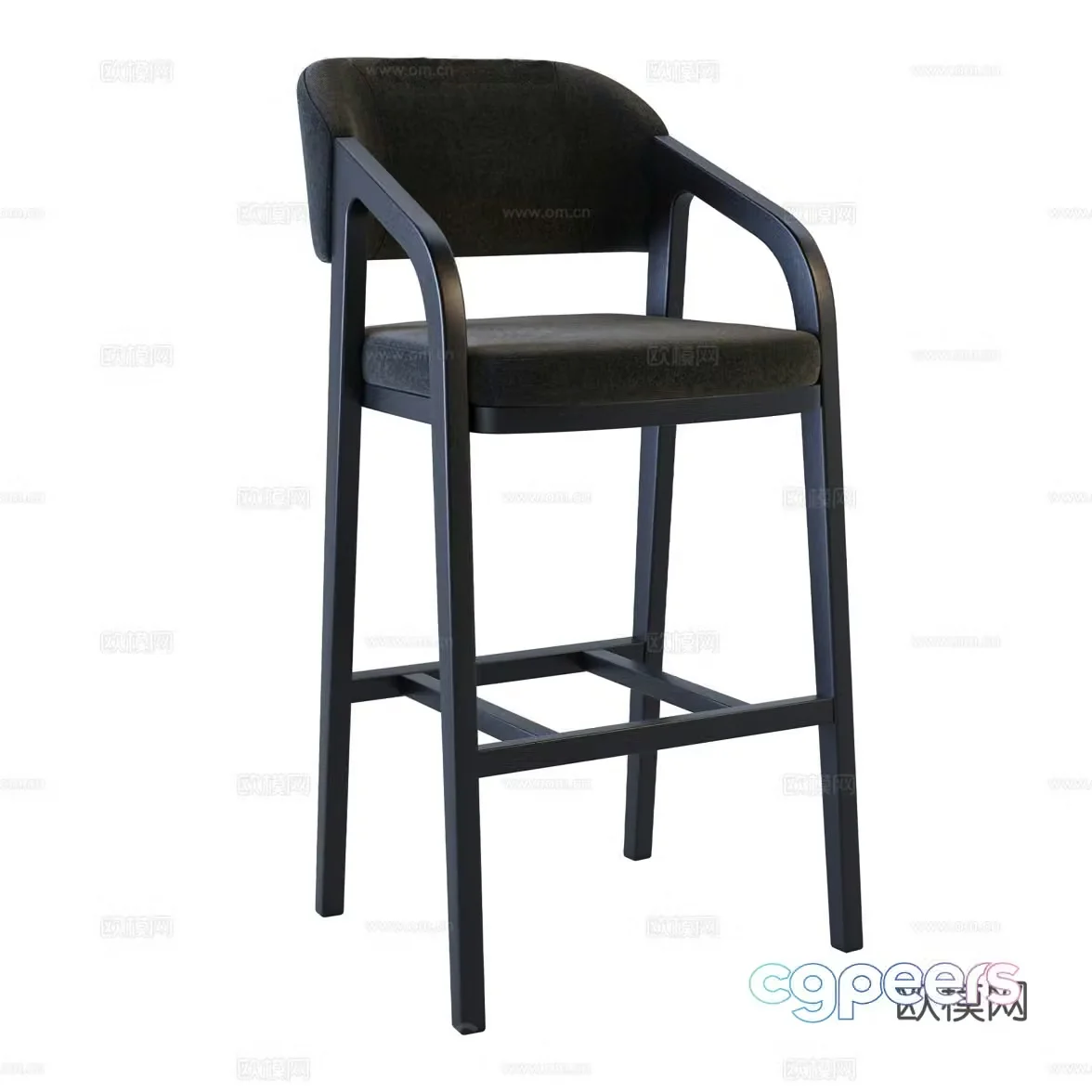 New Chinese style fabric wooden bar chair 3D model