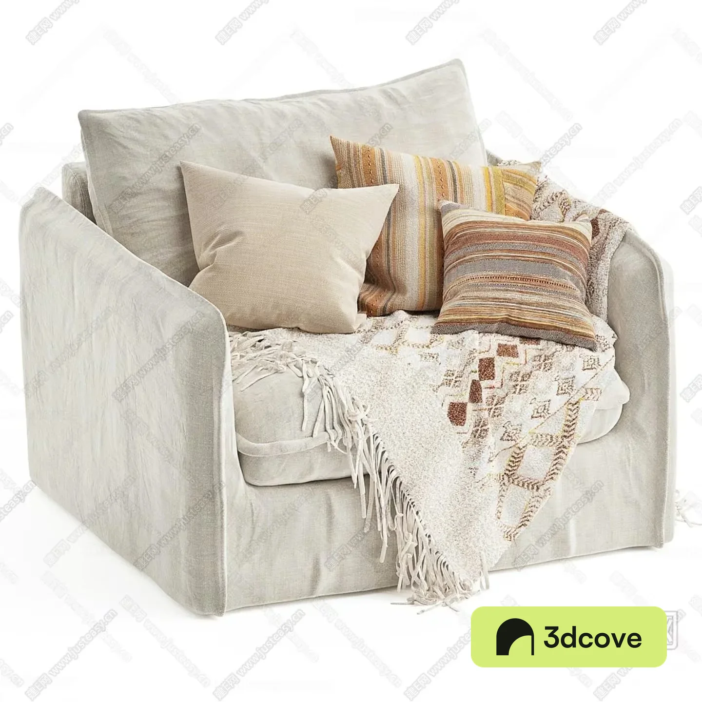 Cozy Light-Colored Sofa