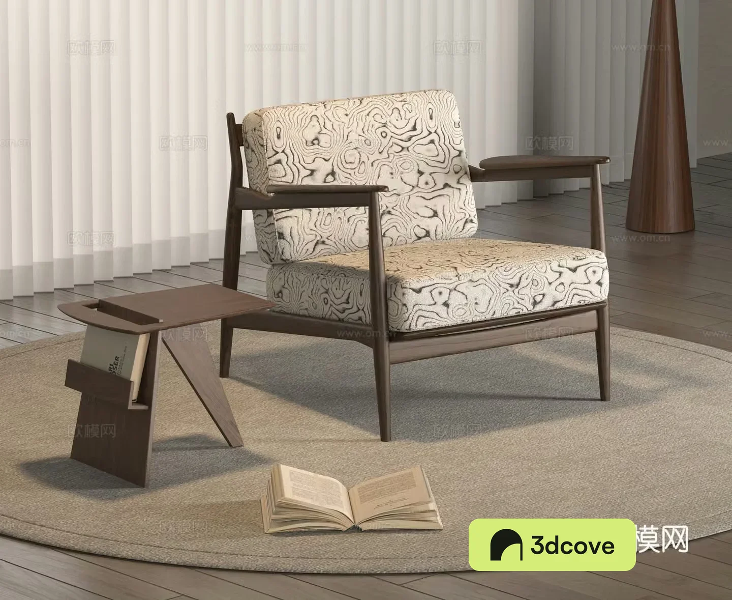 Medium style leisure chair 3d model