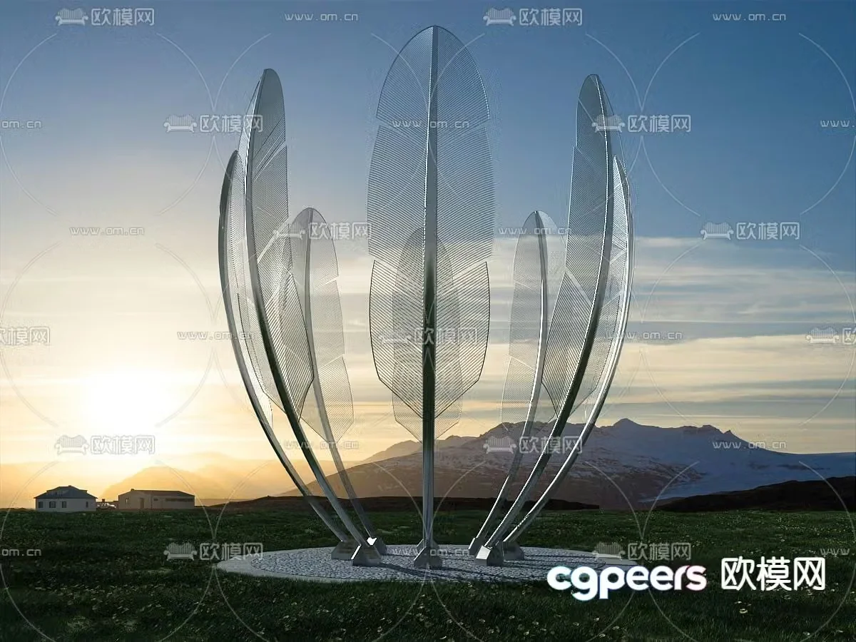 Outdoor Sculpture Feather Sculpture Urban Sketch 3D Model