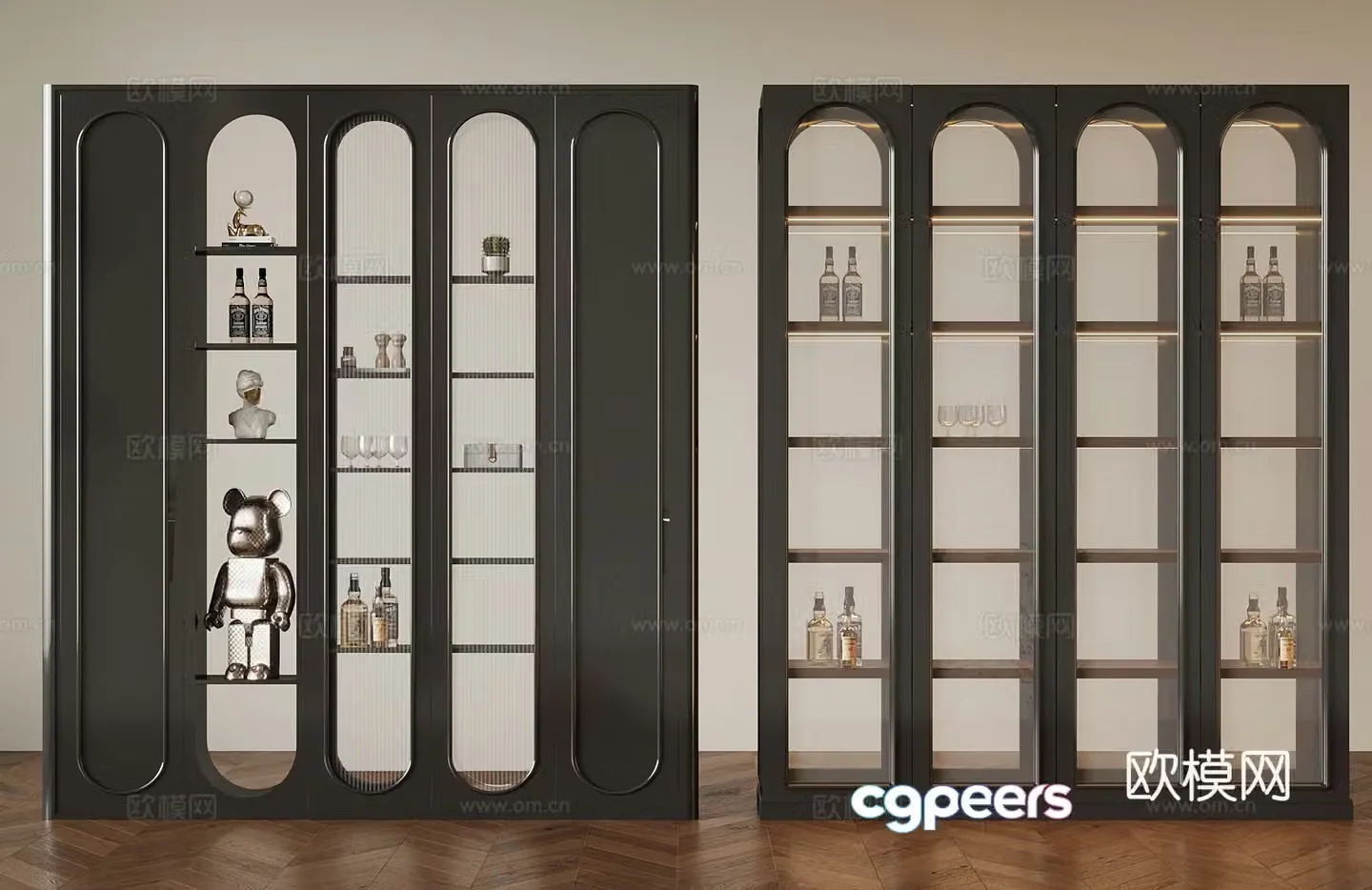 French partition cabinet wine cabinet entrance cabinet 3D model