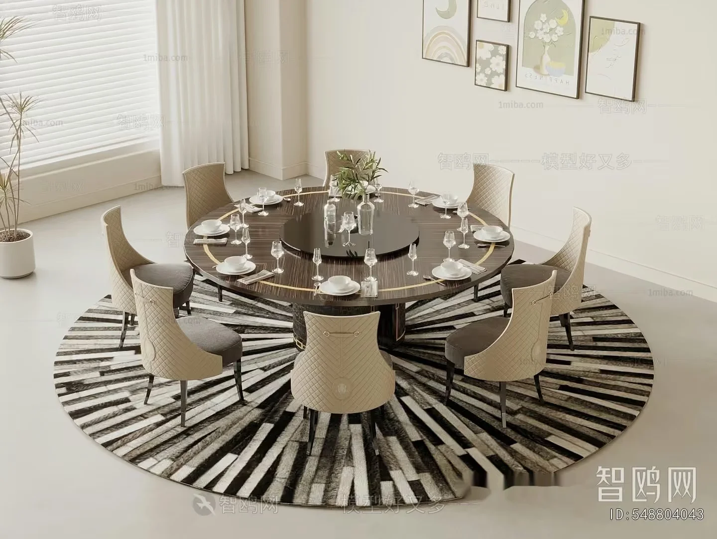 Modern Dining Room 3D Model – 6073 – VRAY Render