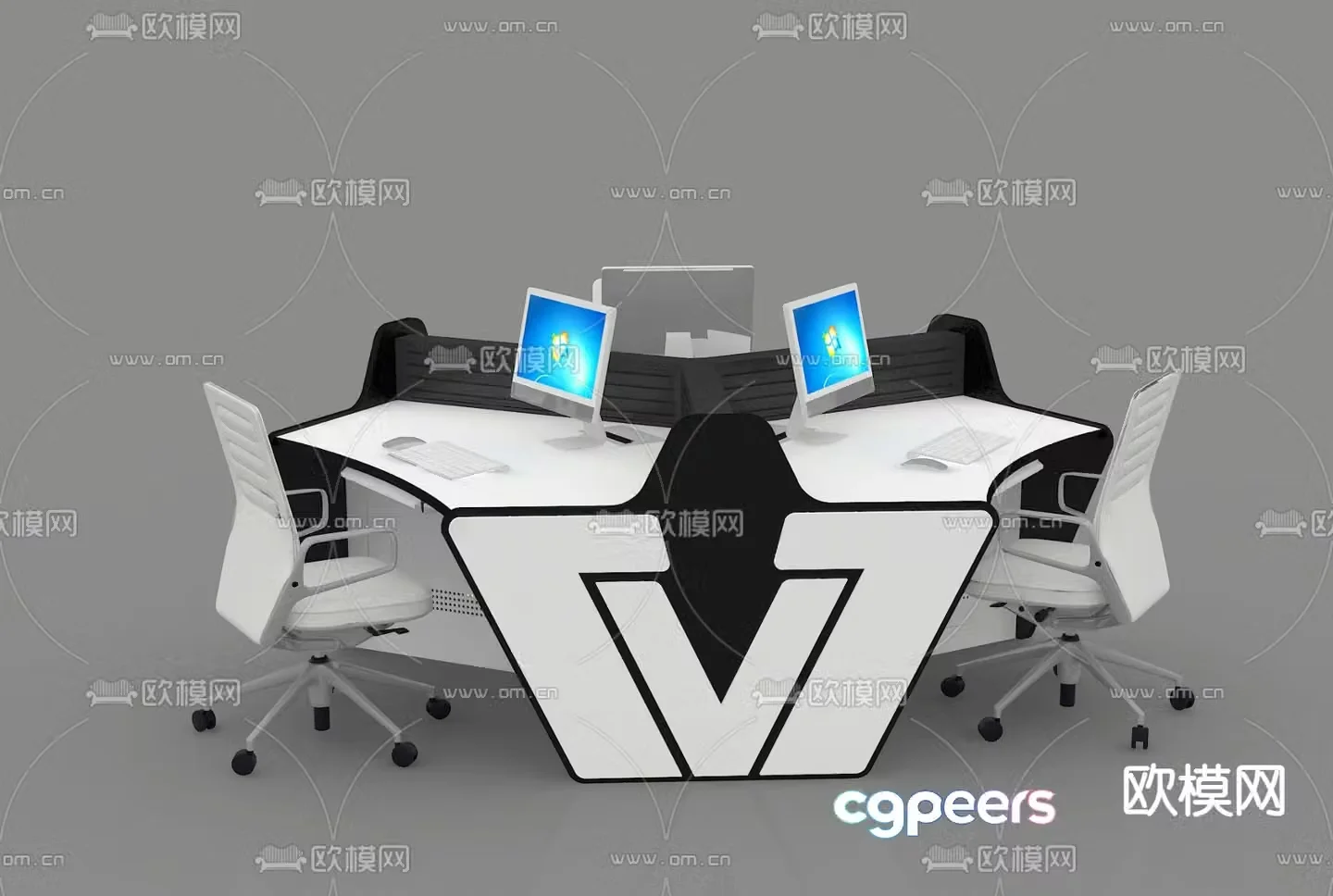 Gaming desk computer desk office desk 3d model
