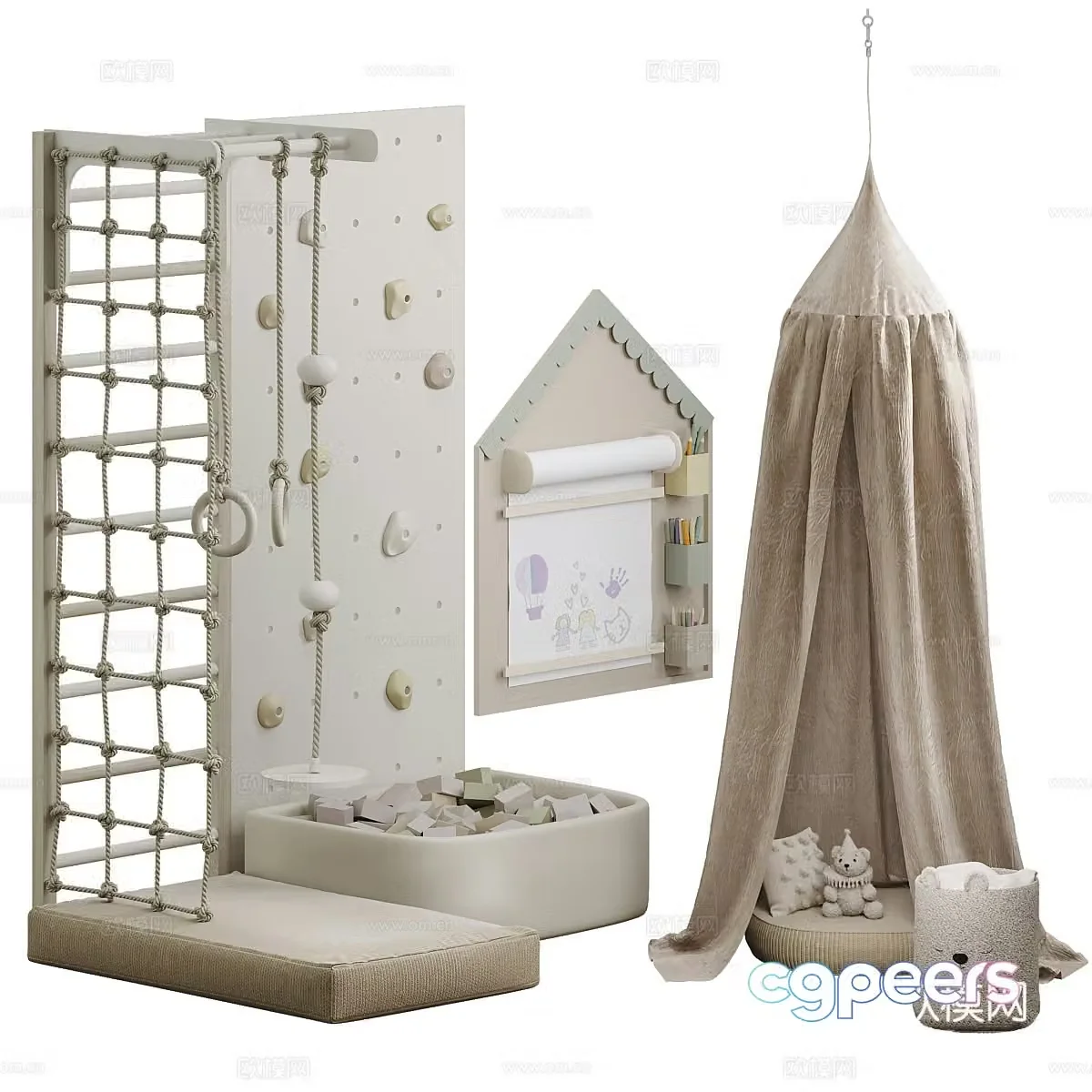 Modern creamy children’s play area 3d model