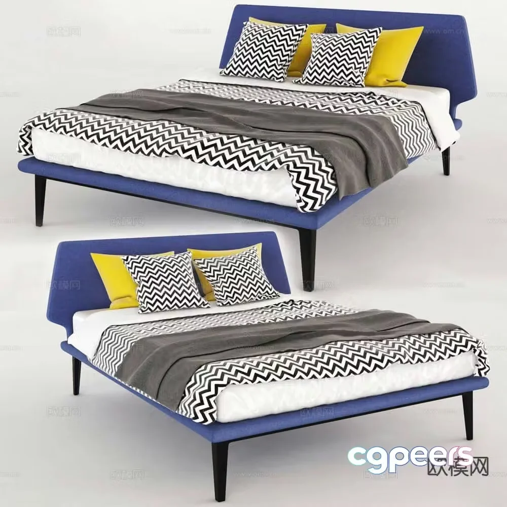 Modern double bed 3d model