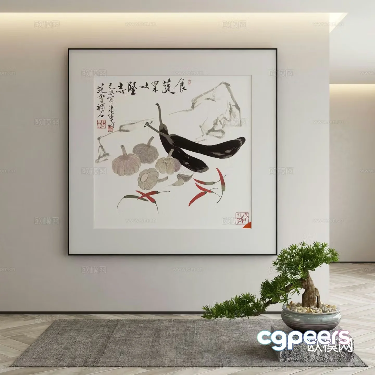 New Chinese style art painting decorative painting 3d model