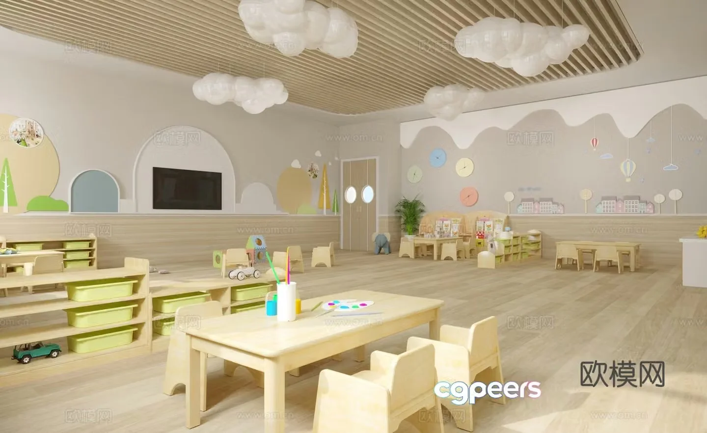Early education kindergarten children’s classroom children’s classroom teaching and training 3D model
