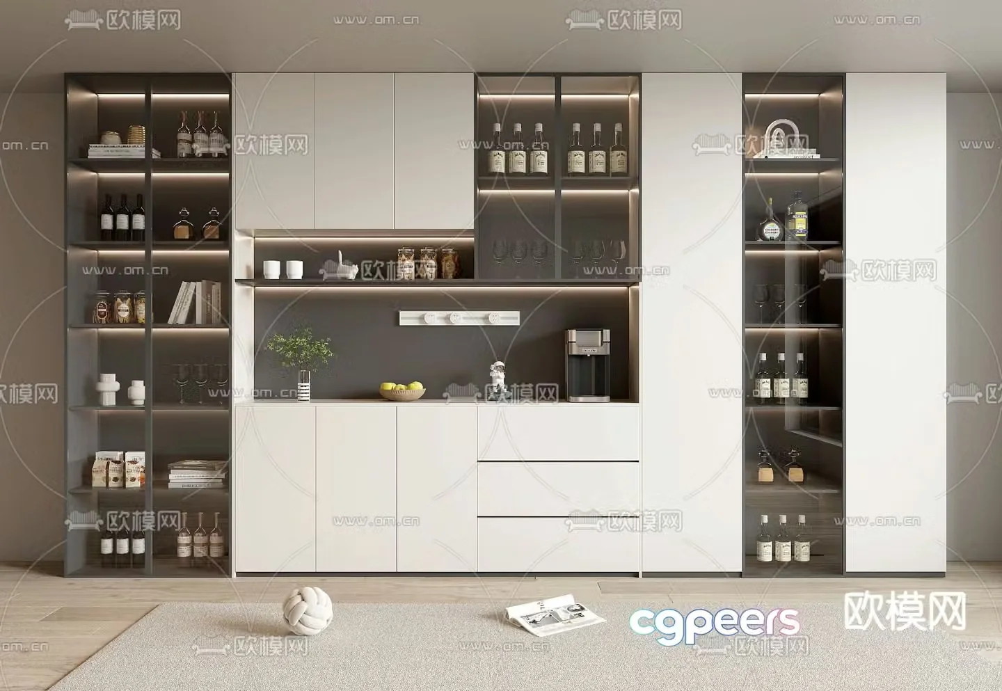 Modern wine cabinet sideboard 3d model