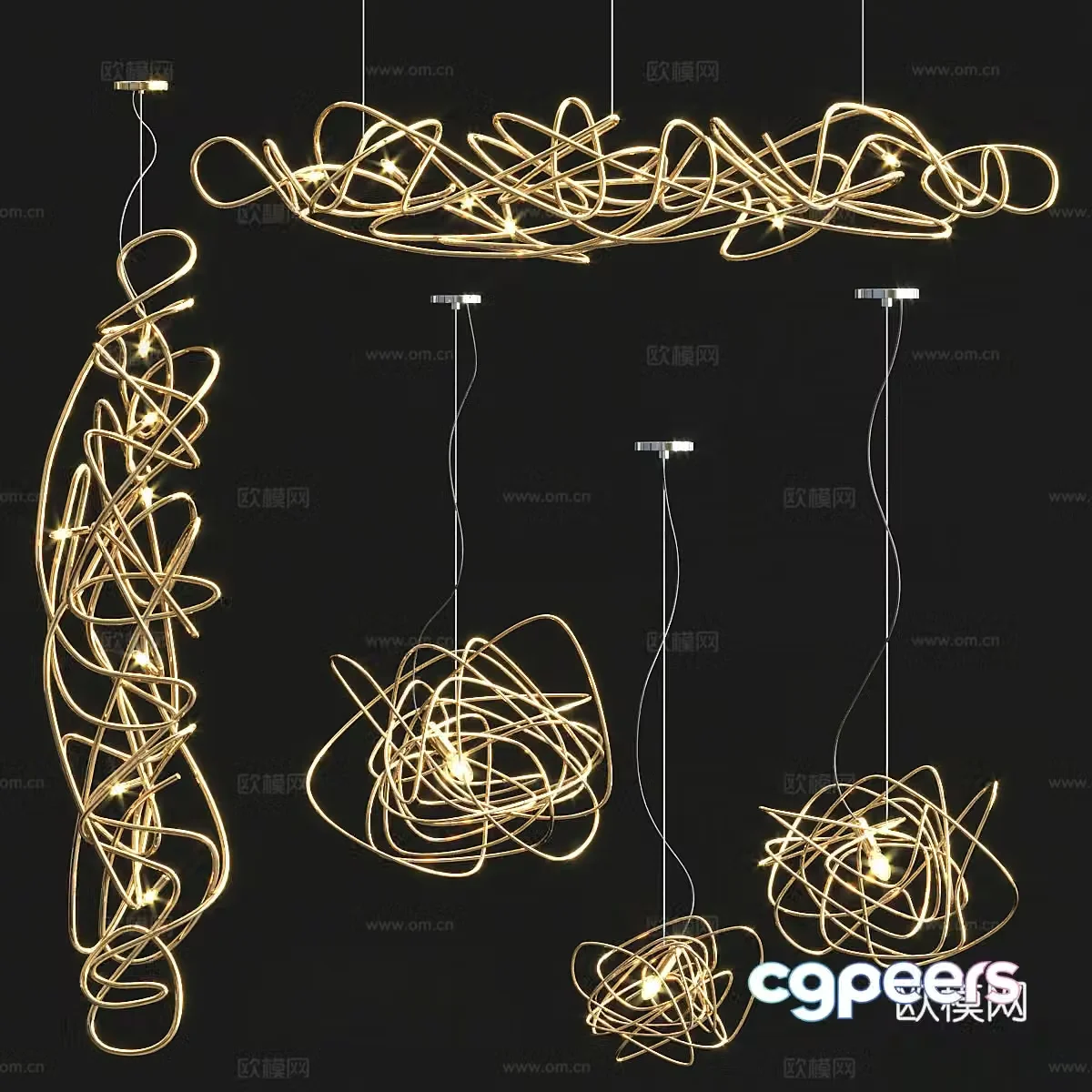 New Chinese style woven decorative chandelier 3D model