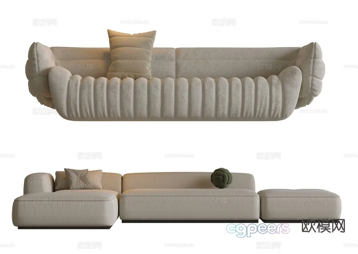 Modern multi-person sofa corner sofa 3d model
