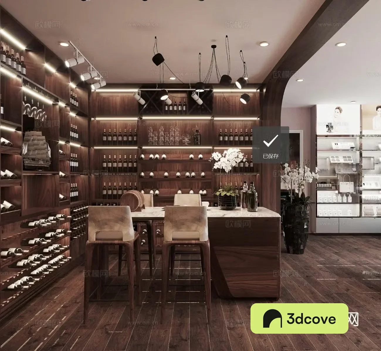 Modern red wine store Tobacco hotel American retro red wine store Winery Wine cabinet