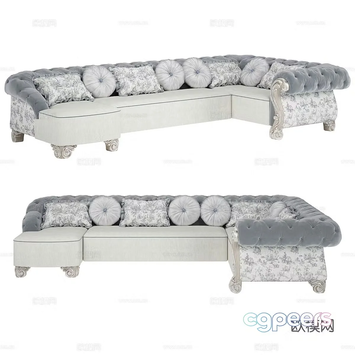 French corner sofa multi-person sofa 3d model