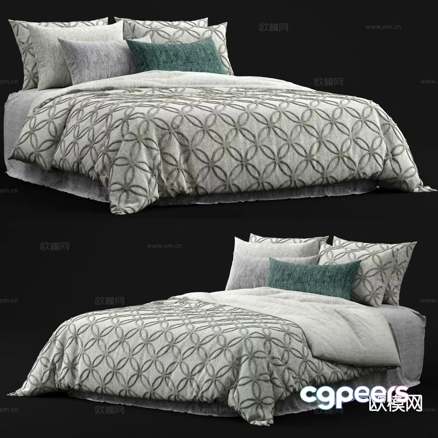 Modern double bed 3d model