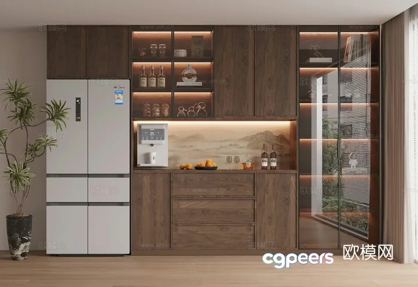 Song style wine cabinet 3D model