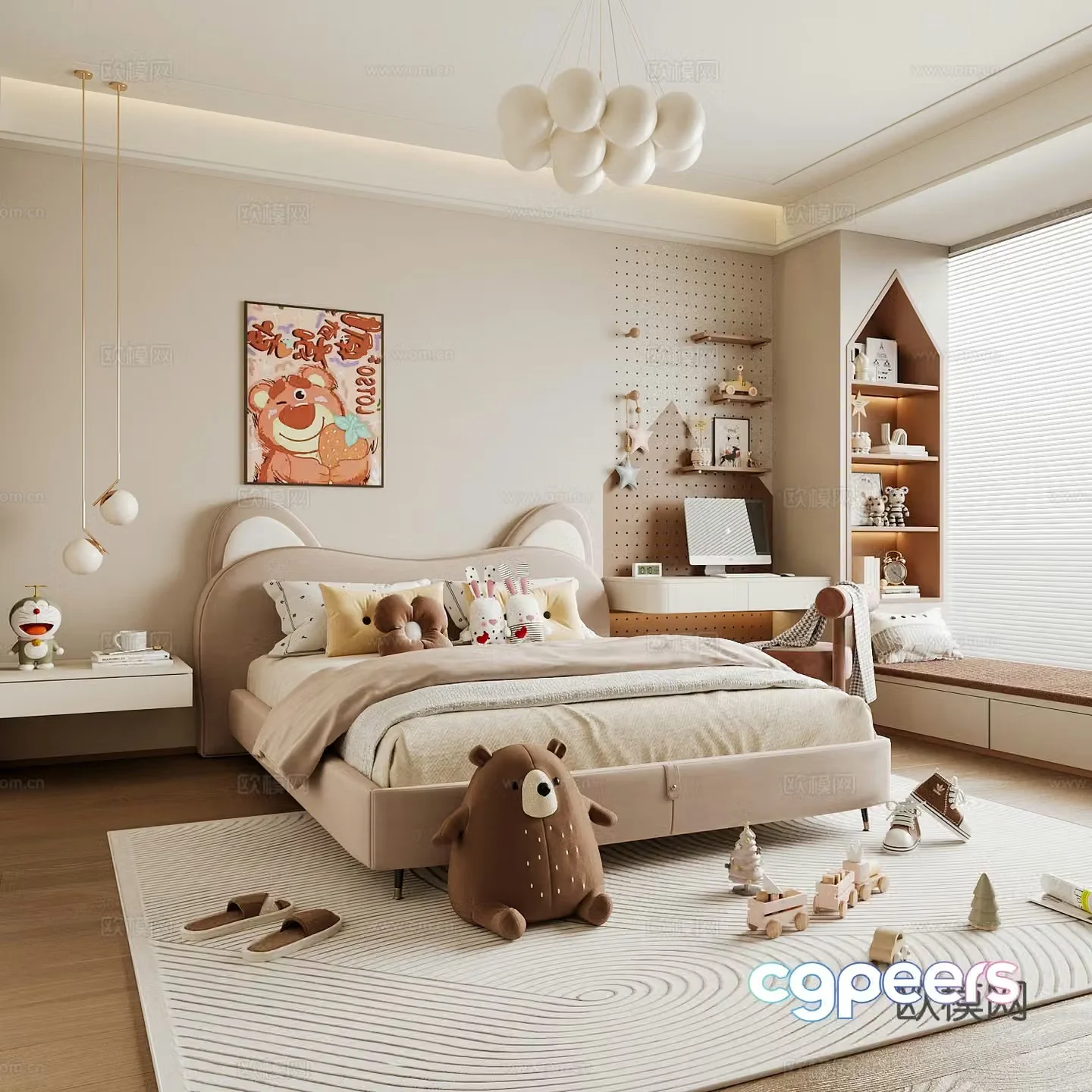 Modern children’s room girl’s room kid’s room d model