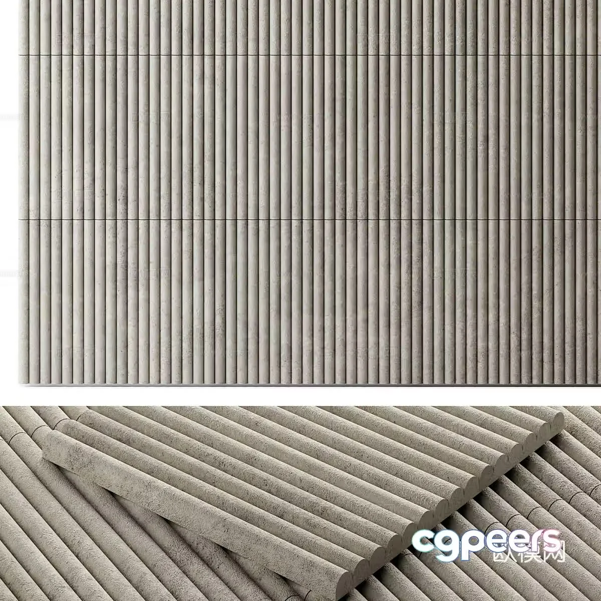 Modern Italian LUSSO grooved cement wall tiles 3D model