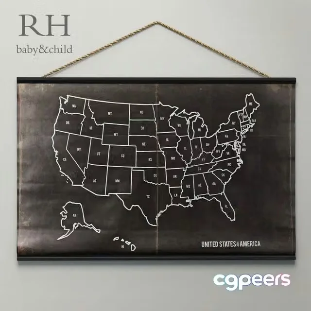 3ds Max Free – RH USA CHALKBOARD MAP