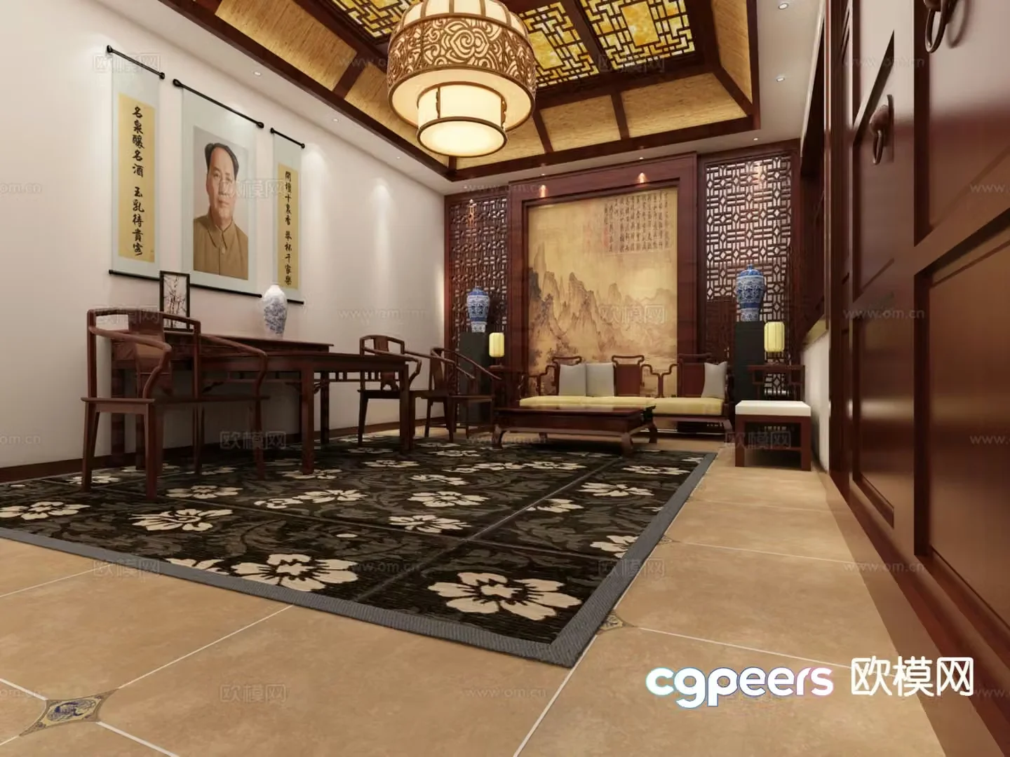 Chinese living room 3d model