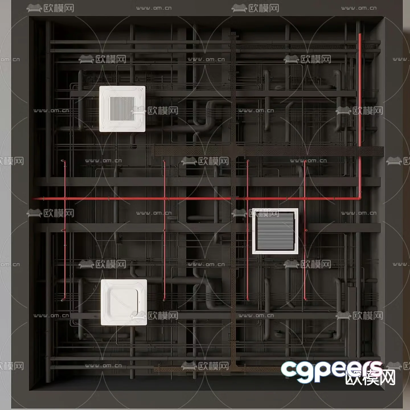 Industrial air duct top bare top ceiling ceiling 3d model