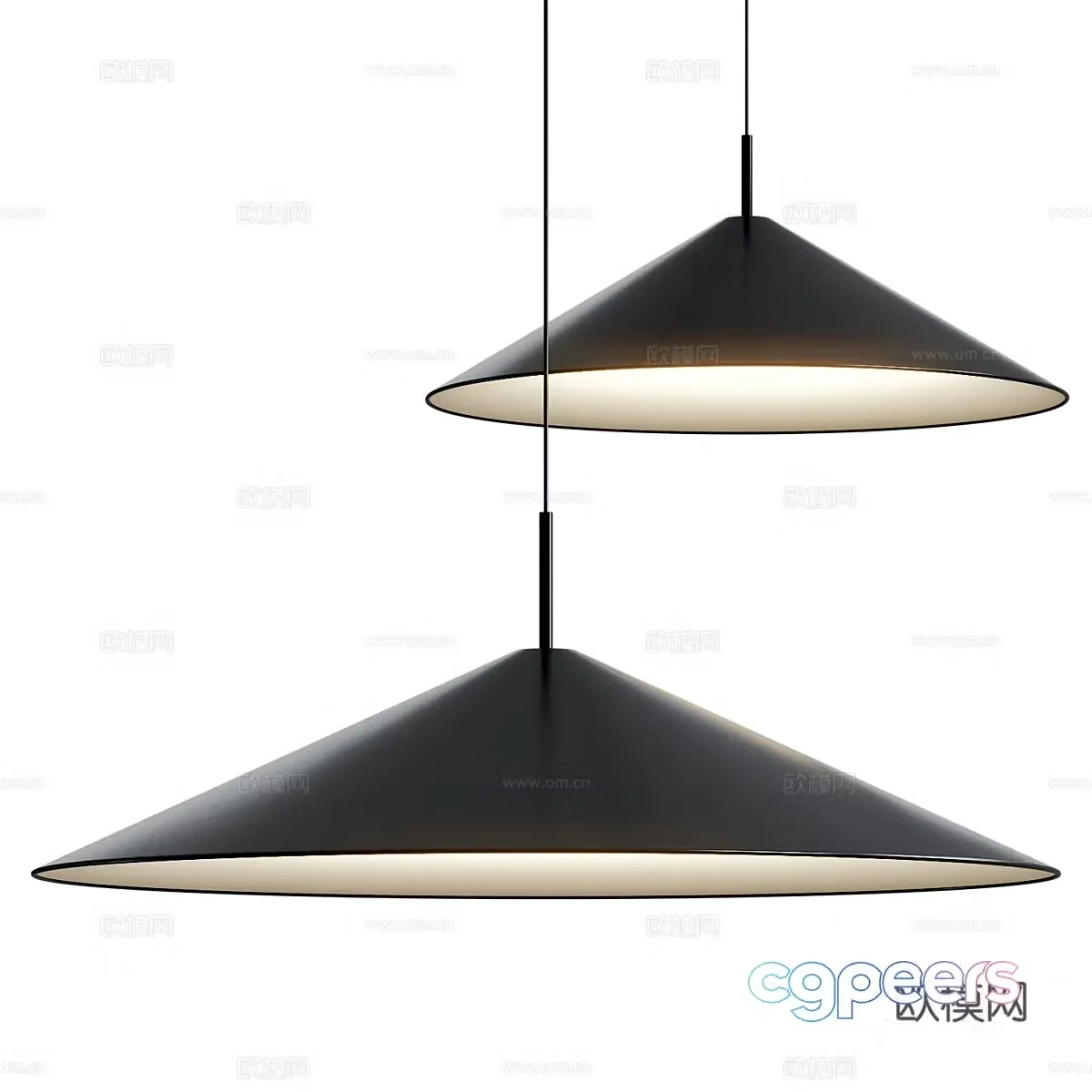 Modern minimalist disc hanging line lamp 3d model